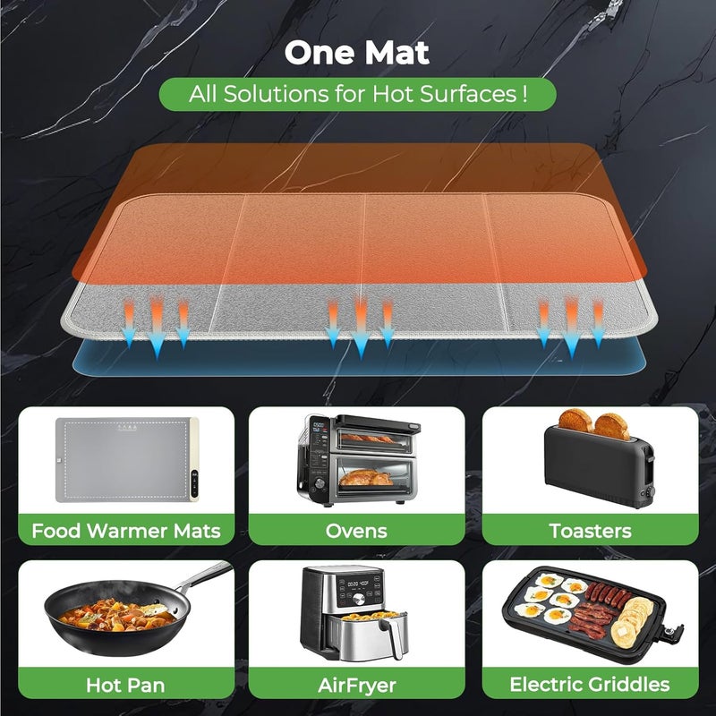 FYY Heat-Resistant Mat for Food Warming Mats - 23×15.4 inch Tables Protected, Up to 50% Temperature Block, Foldable and Space-Saving, Waterproof, Oil-Resistant (Not Include Food Warming Mat) - Image 5